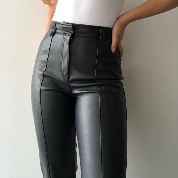 Leather pants, high waisted - Picture 3 of 6